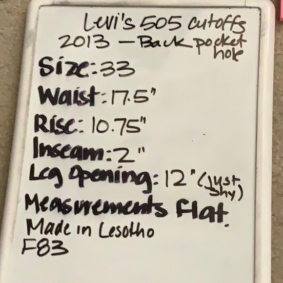 Levi’s 505 Regular Fit Cut Off Denim Shorts Medium/Dark Blue Wash 2013 / Size 33 - Picture 8 of 8